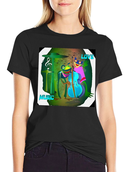 Musical Frogs Graphic Tee - Love & Music Shirt