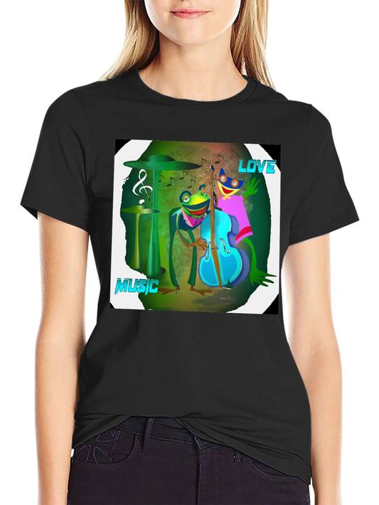 Musical Frogs Graphic Tee - Love & Music Shirt
