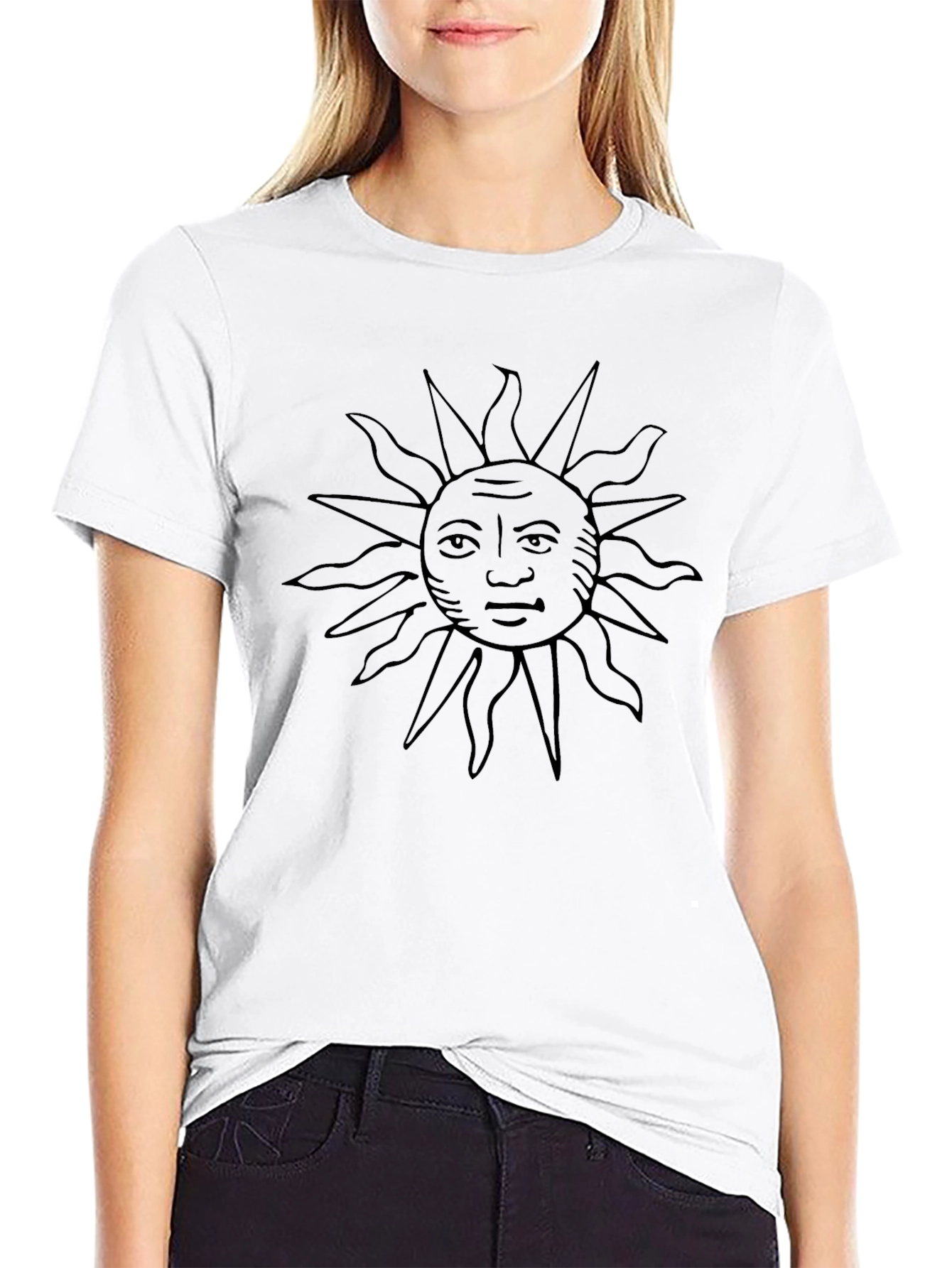Sun Face Graphic Black T-Shirt