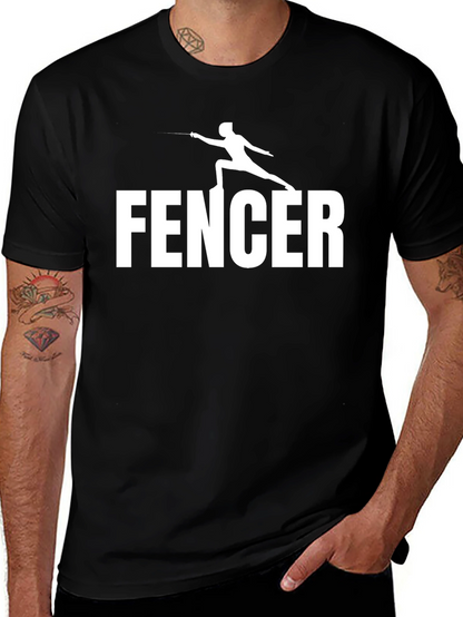 Fencer Graphic Tee - Black Cotton T-Shirt