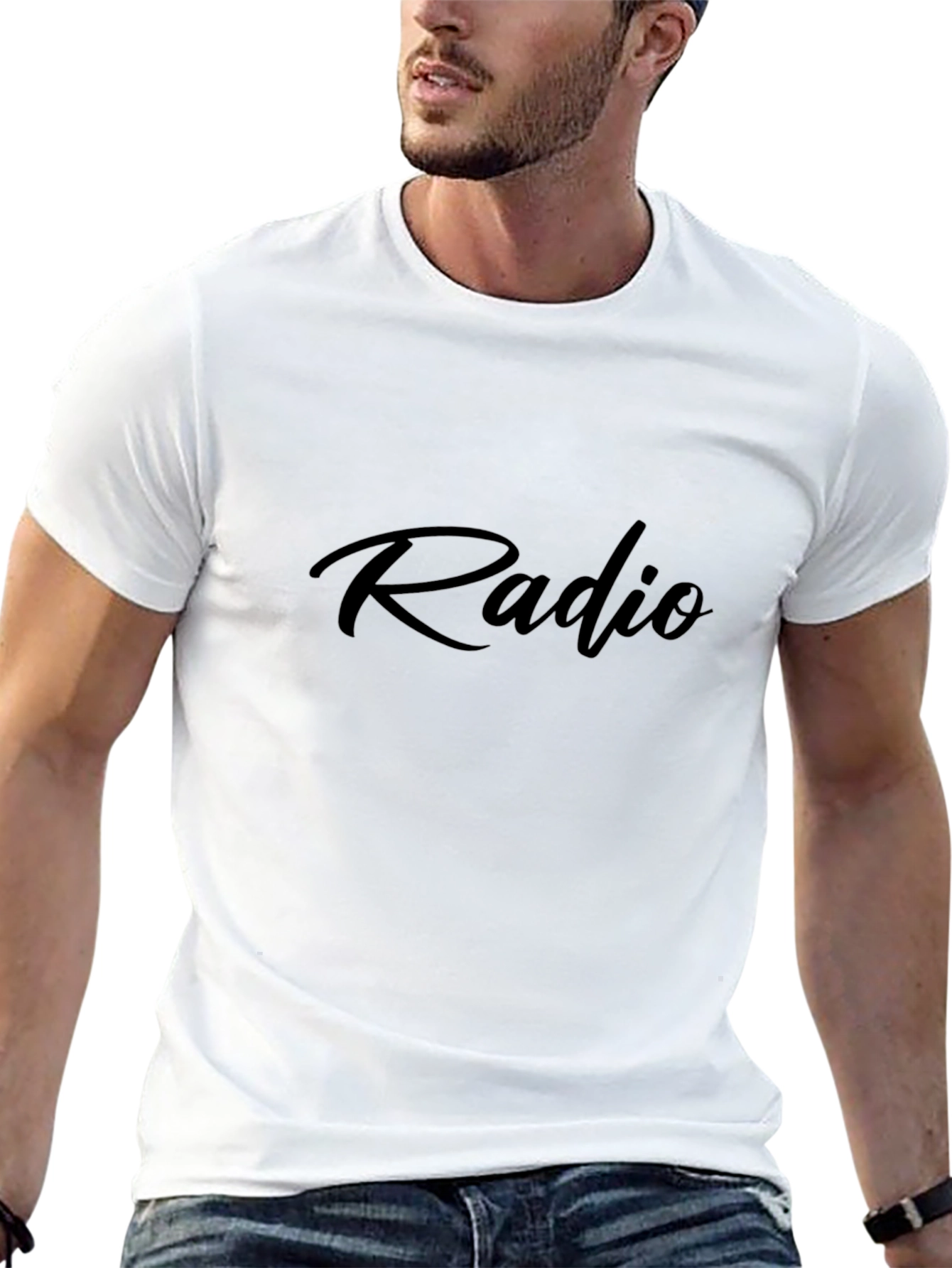 Radio Script Style Black T-Shirt