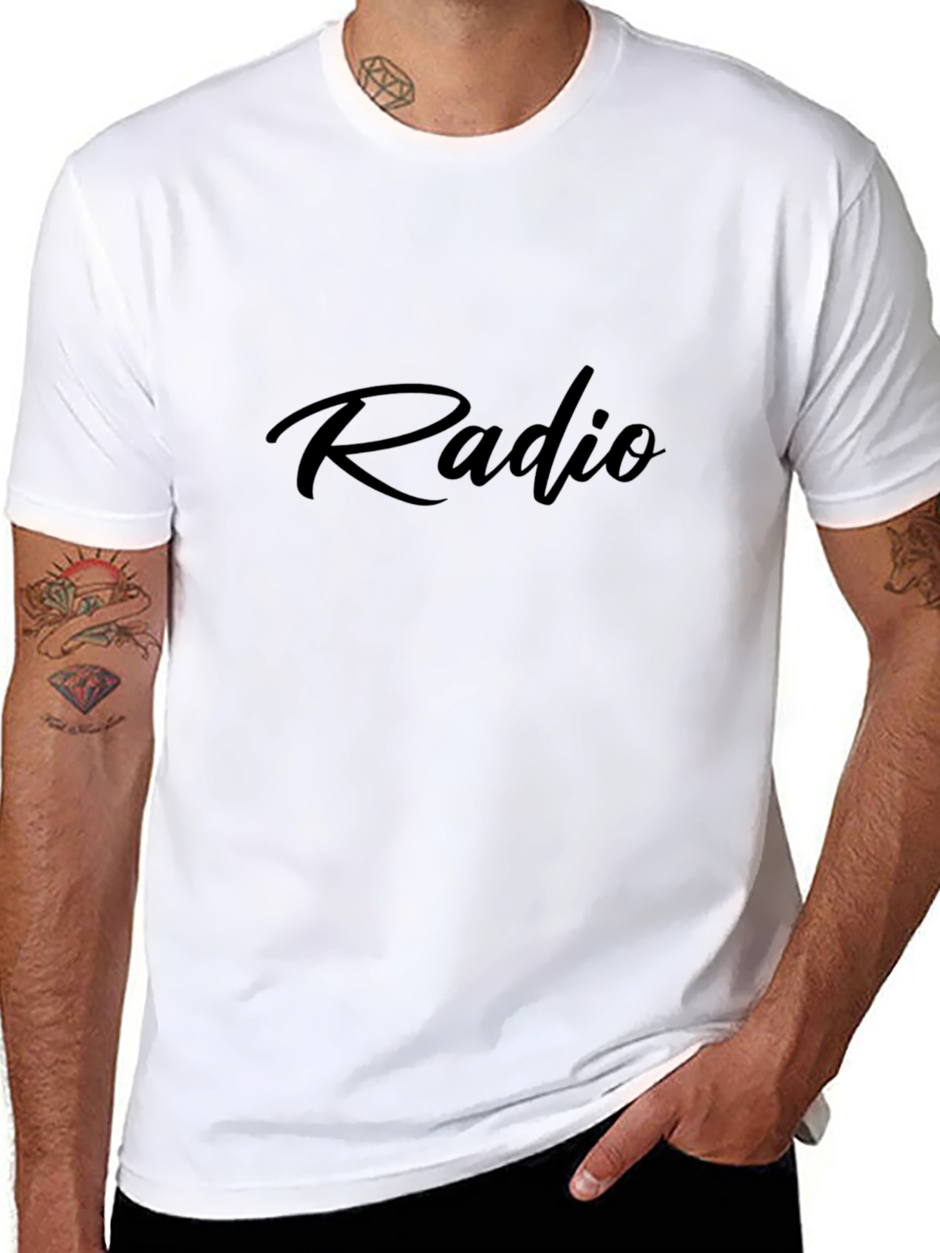 Radio Script Style Black T-Shirt