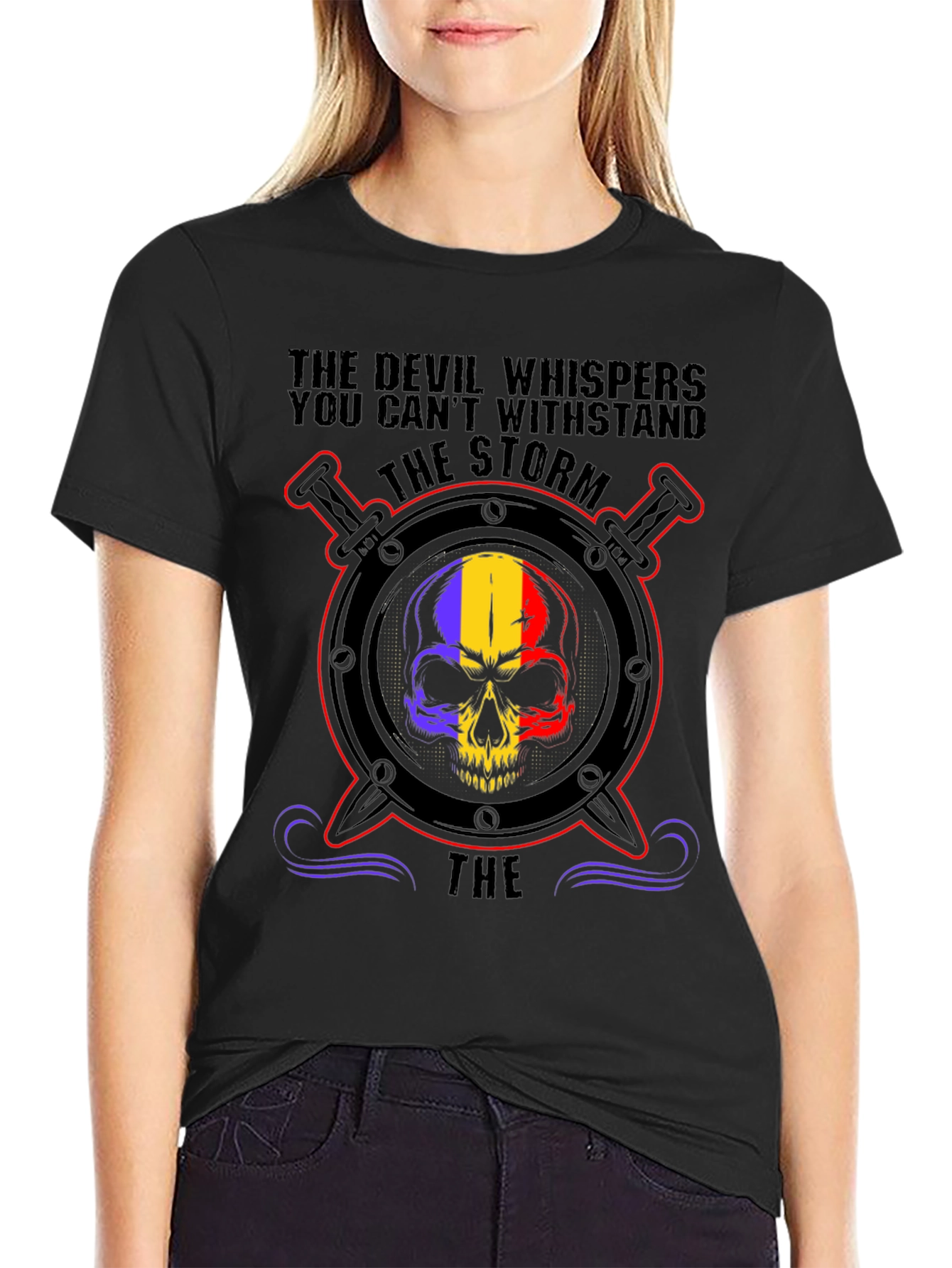 Devil Storm Skull Graphic T-Shirt