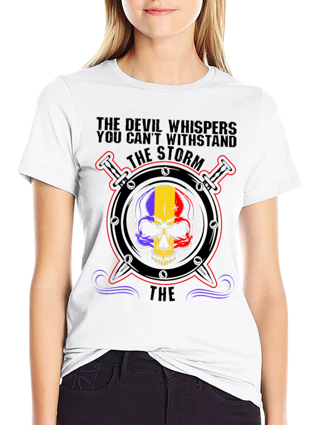 Devil Storm Skull Graphic T-Shirt