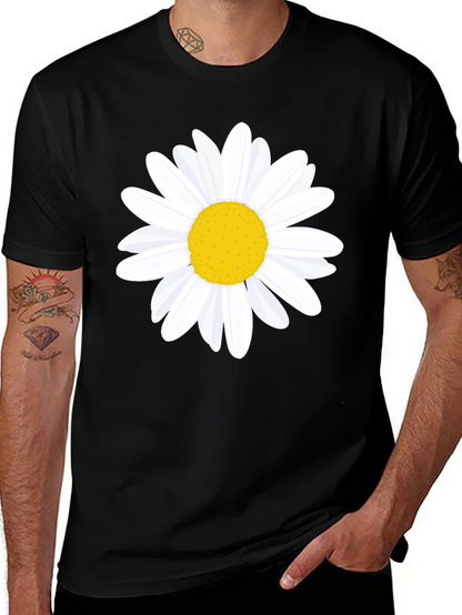 Daisy Graphic Tee - Black Cotton T-Shirt