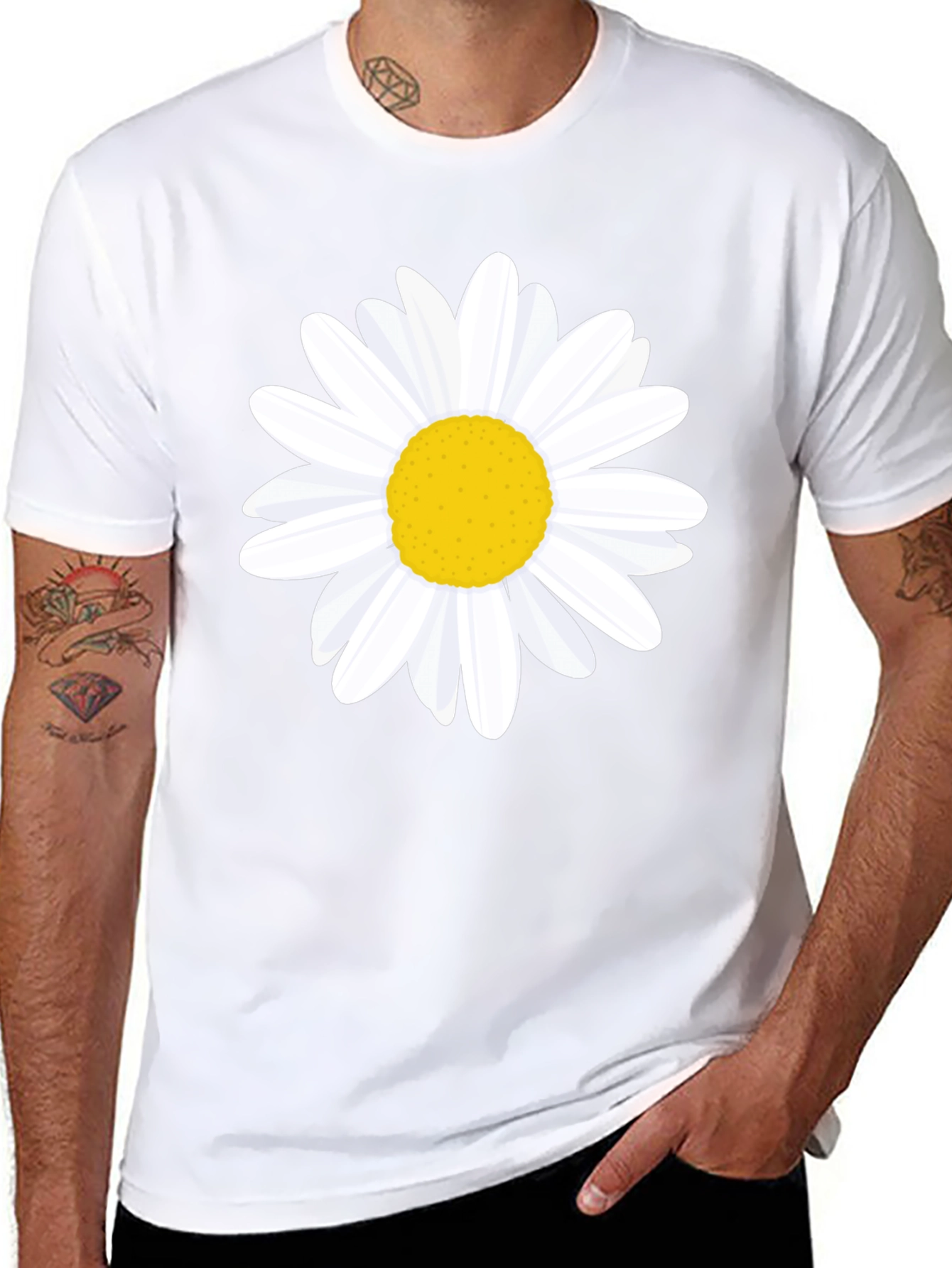 Daisy Graphic Tee - Black Cotton T-Shirt