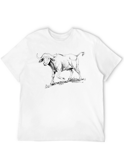 Buffalo Sketch Tee - Black Cotton Graphic T-Shirt