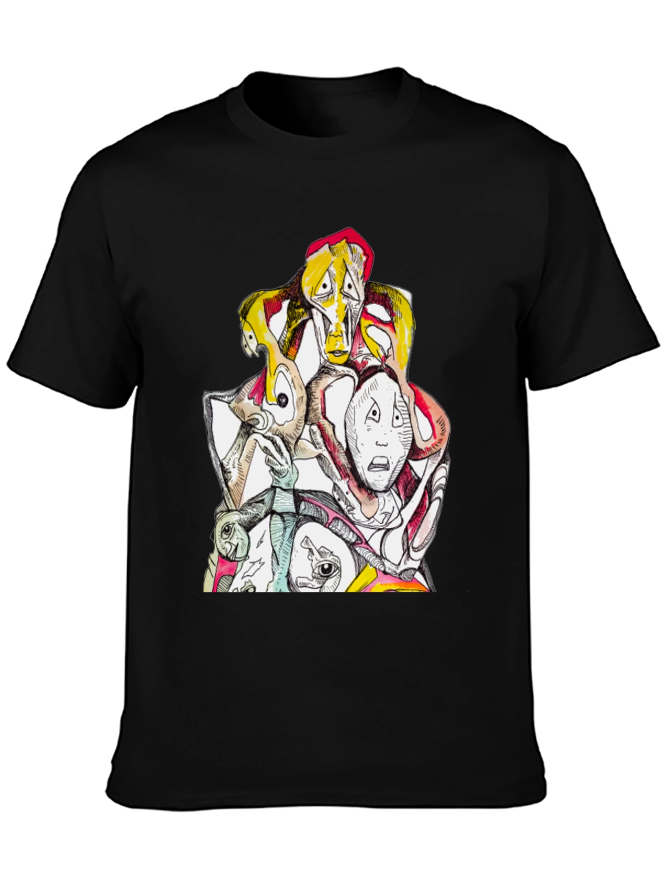 Abstract Faces Graphic Tee - Unique Design