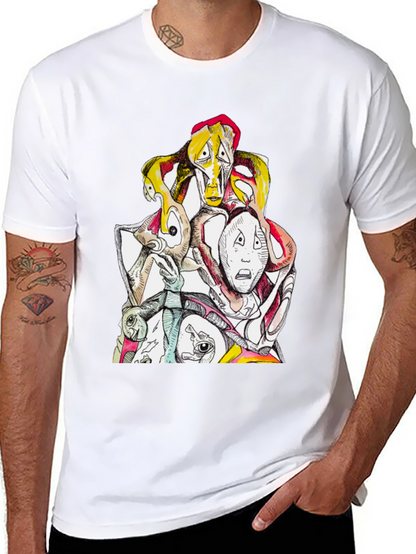 Abstract Faces Graphic Tee - Unique Design