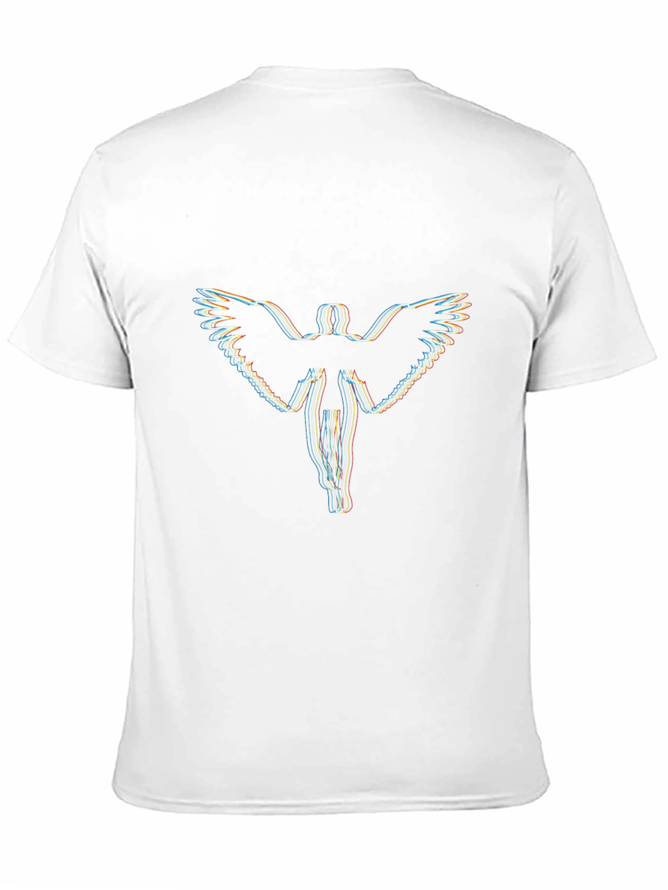 Abstract Angel Wings Graphic Black T-Shirt