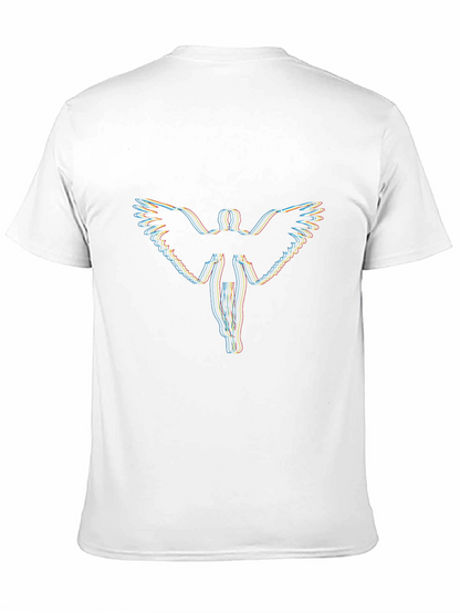 Abstract Angel Wings Graphic Black T-Shirt