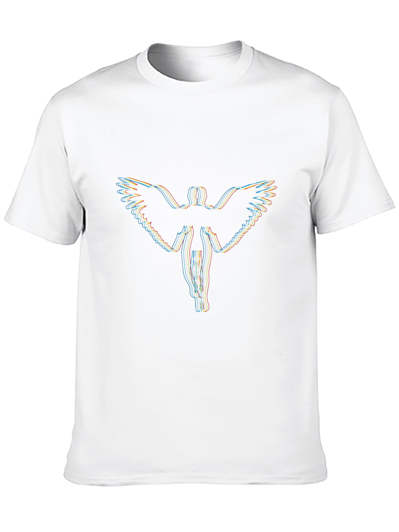 Abstract Angel Wings Graphic Black T-Shirt