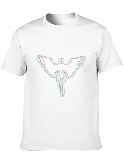 Abstract Angel Wings Graphic Black T-Shirt