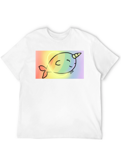 Rainbow Narwhal Graphic Tee - Black Cotton Blend