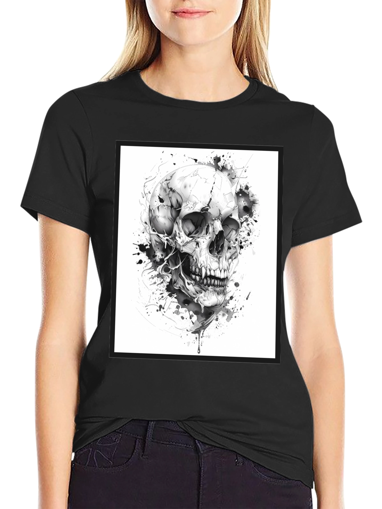 Skull Graphic Tee - Black Cotton