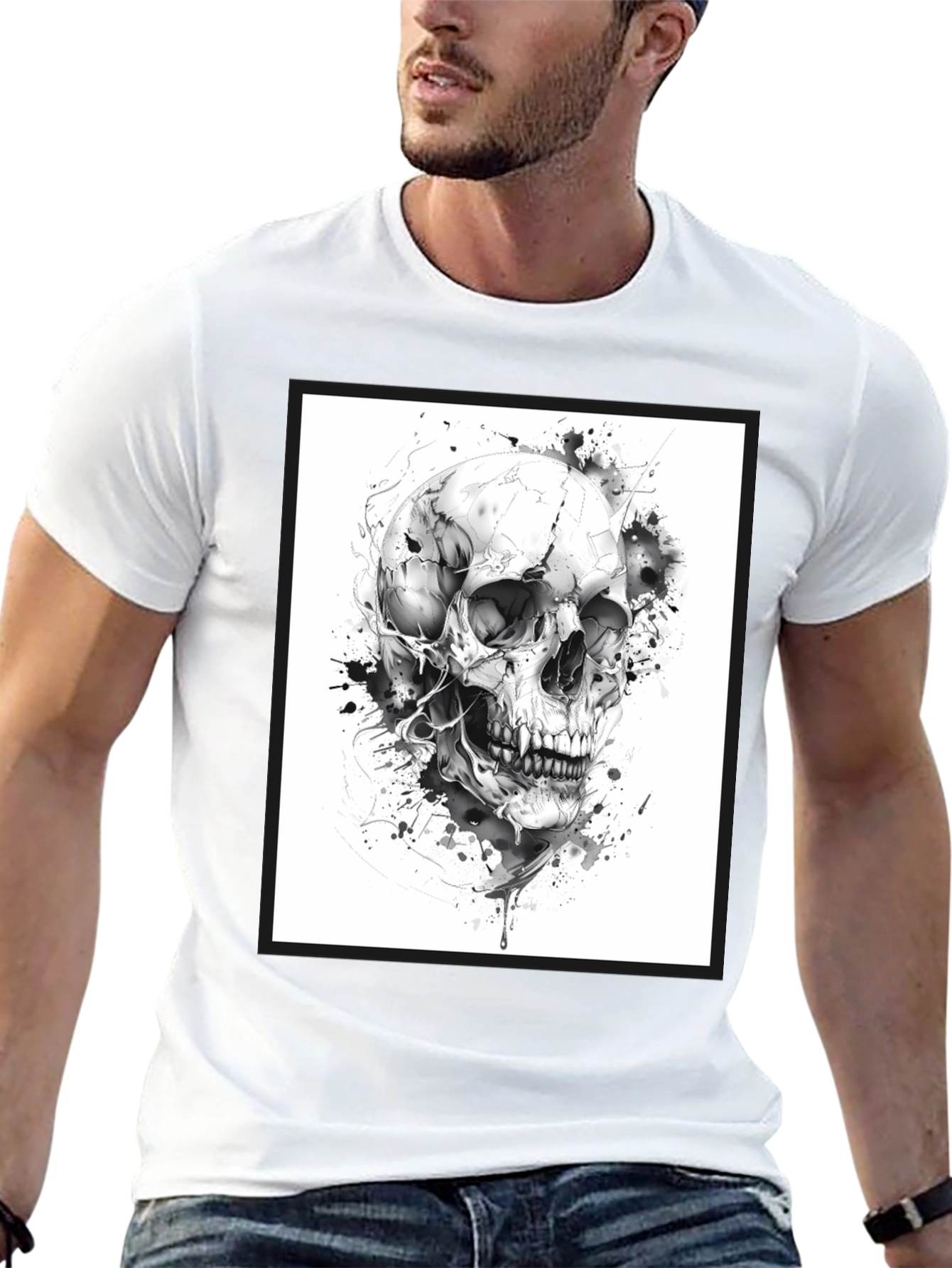 Skull Graphic Tee - Black Cotton