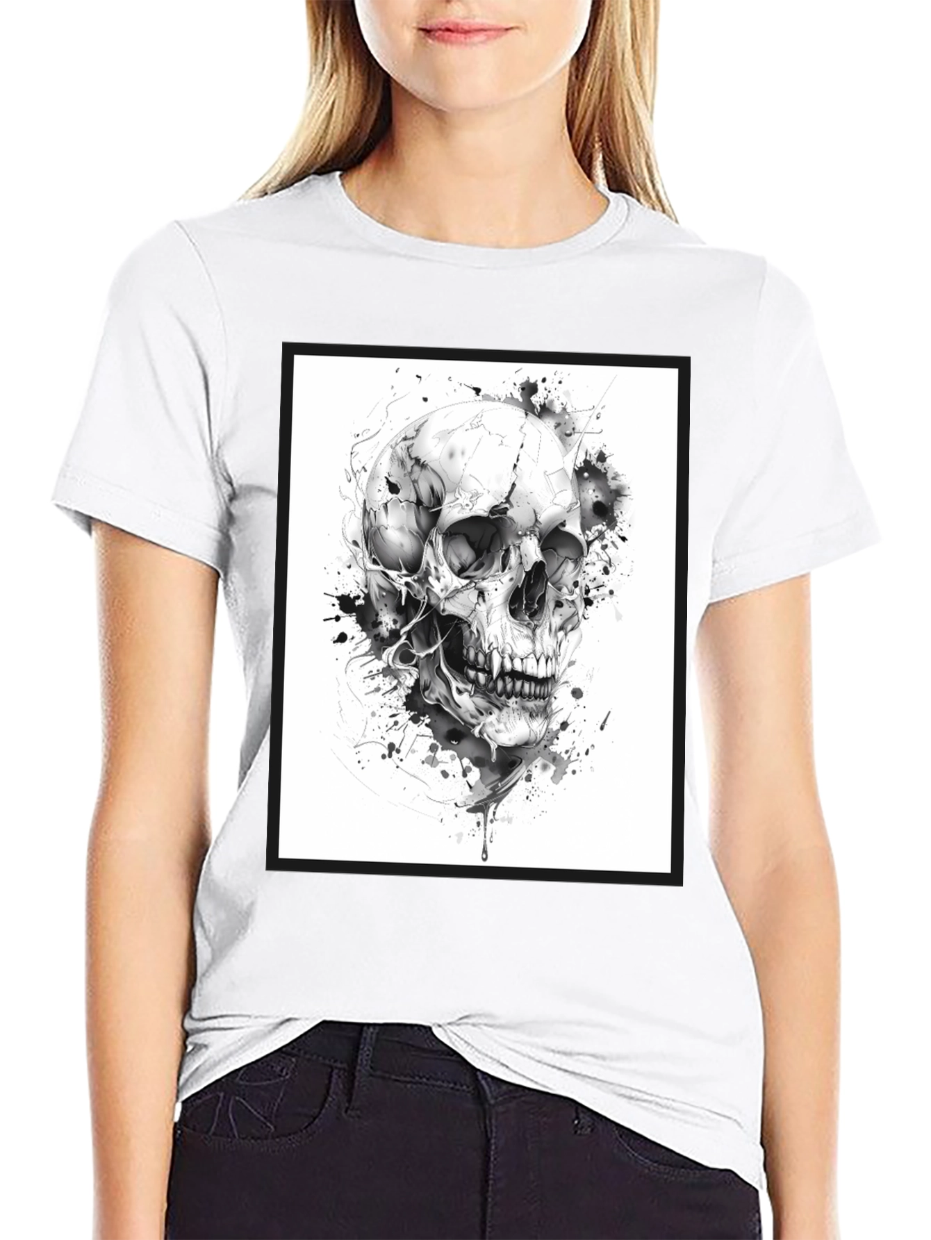 Skull Graphic Tee - Black Cotton
