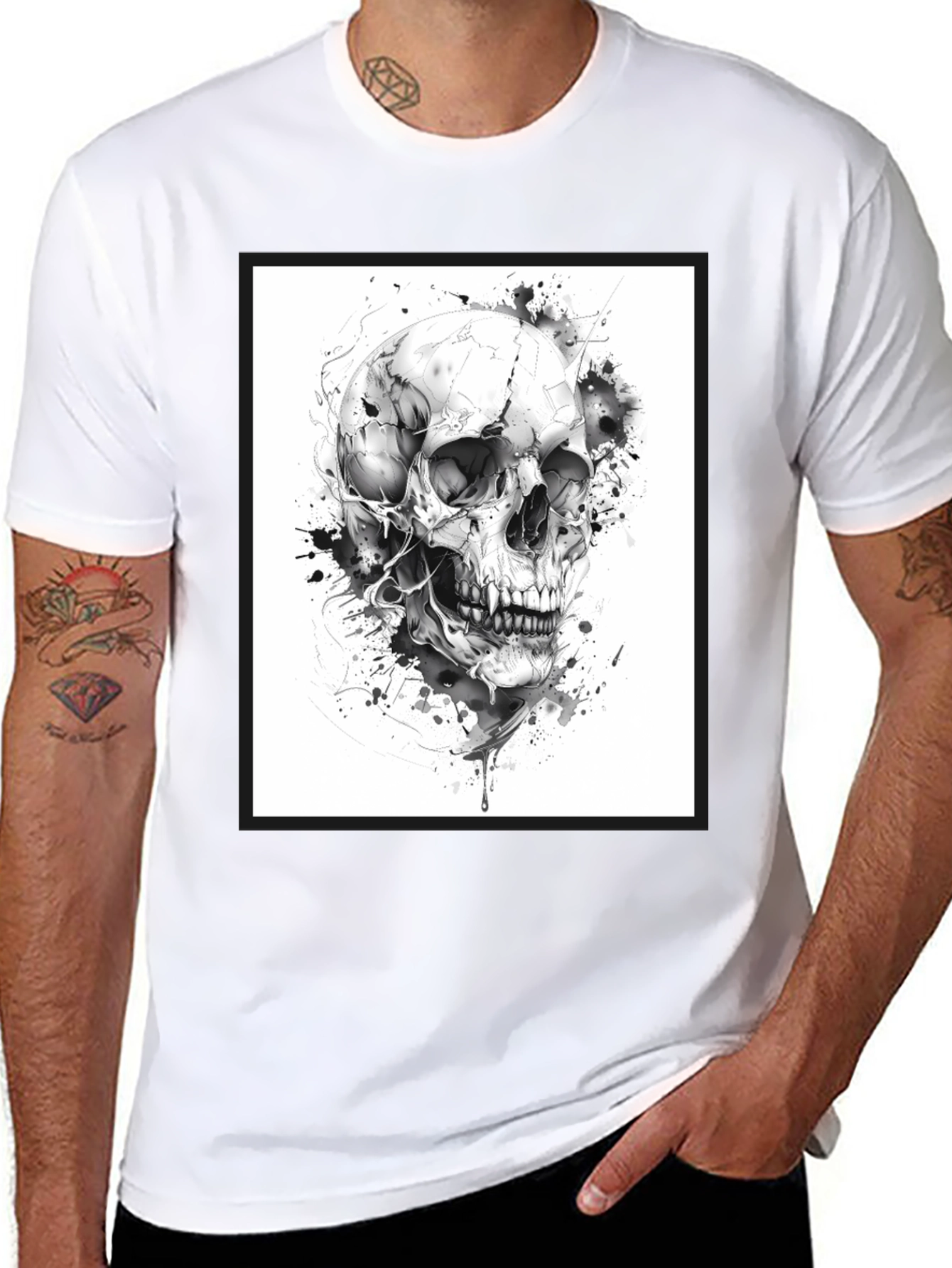 Skull Graphic Tee - Black Cotton