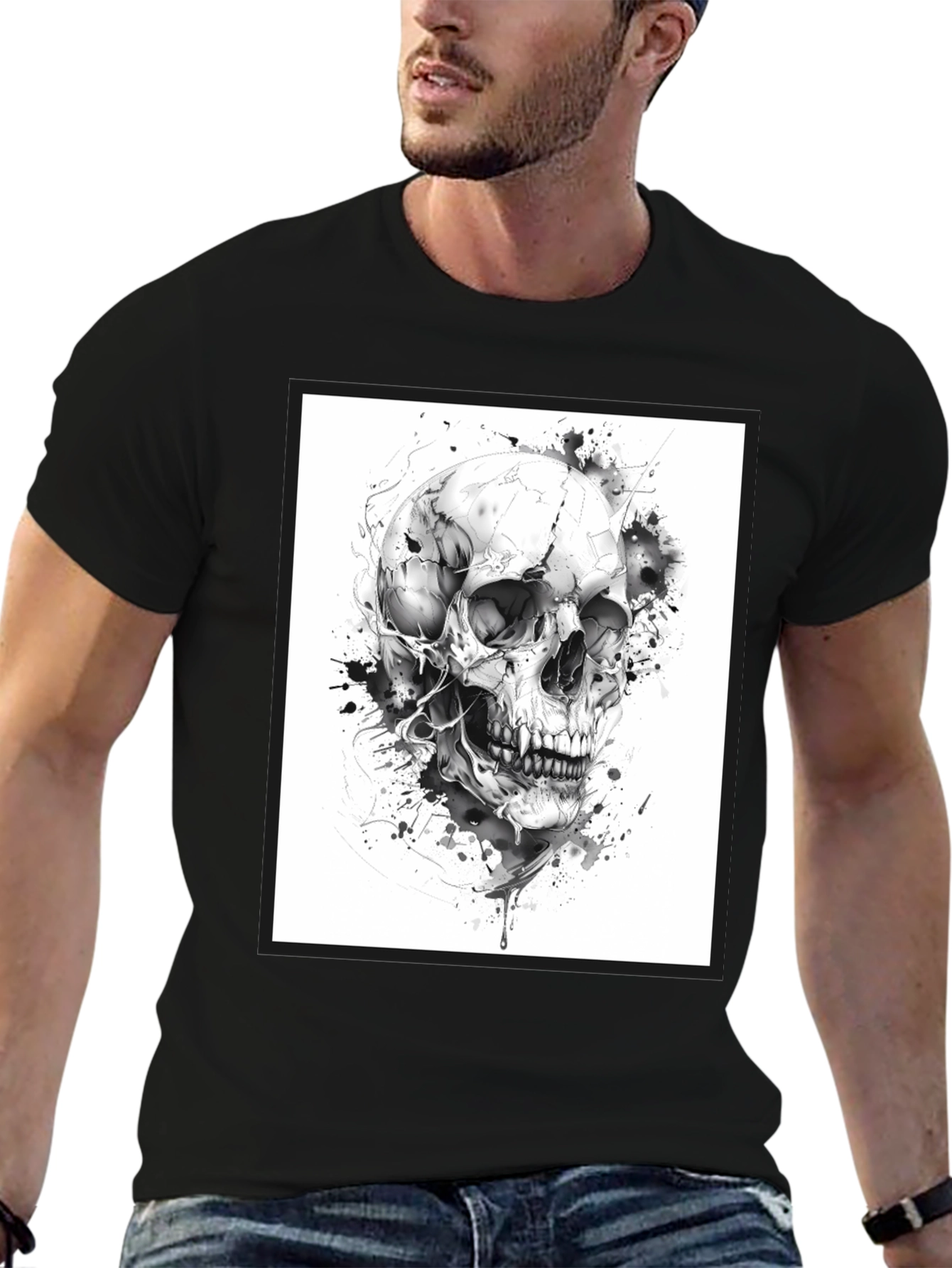 Skull Graphic Tee - Black Cotton