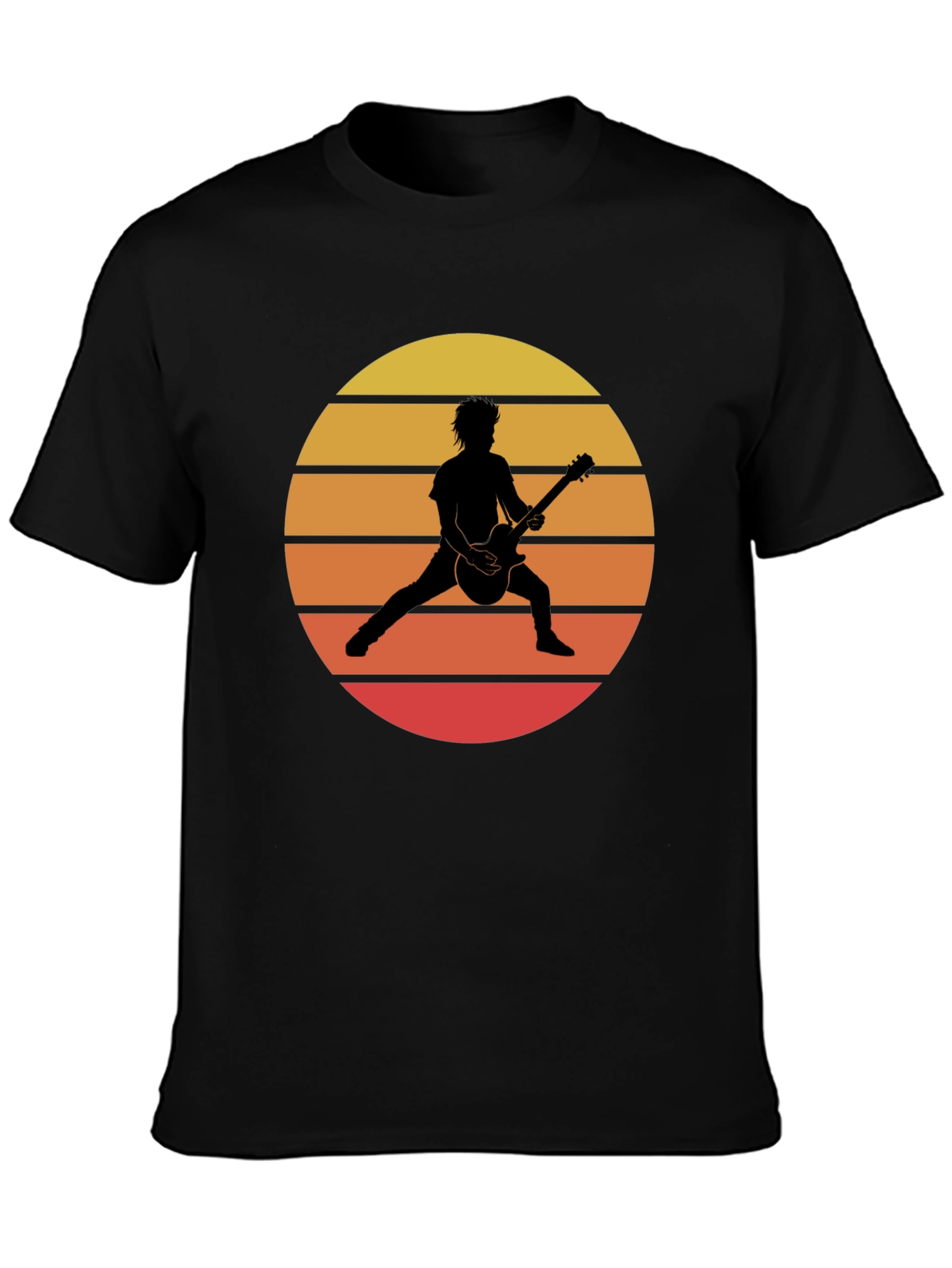 Retro Sunset Guitarist Graphic T-Shirt