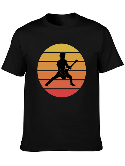 Retro Sunset Guitarist Graphic T-Shirt