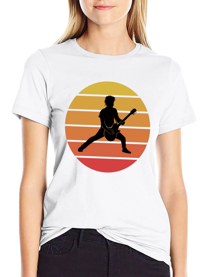 Retro Sunset Guitarist Graphic T-Shirt