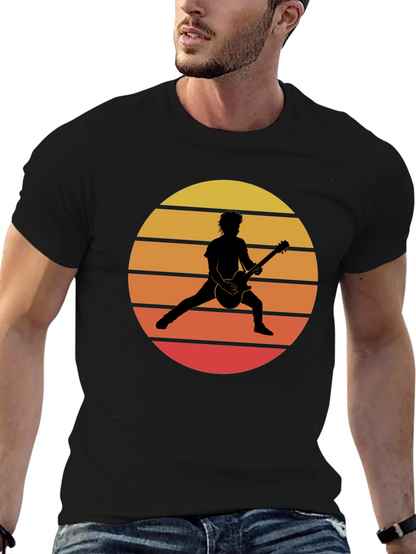 Retro Sunset Guitarist Graphic T-Shirt