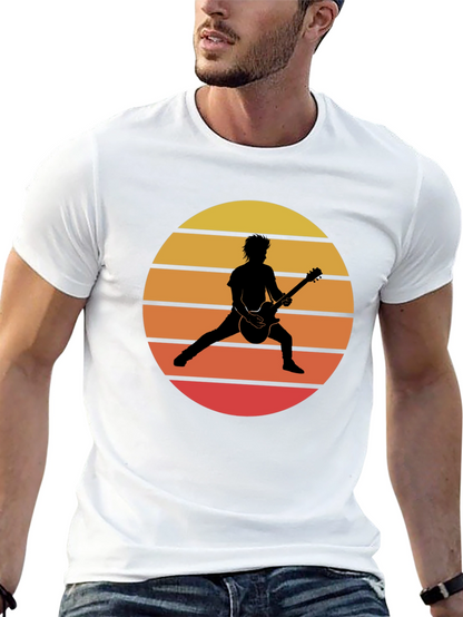 Retro Sunset Guitarist Graphic T-Shirt