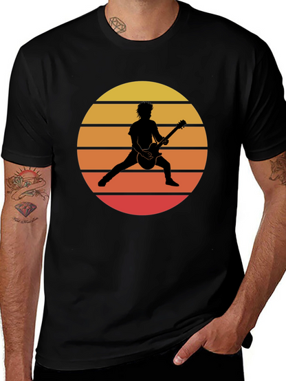 Retro Sunset Guitarist Graphic T-Shirt