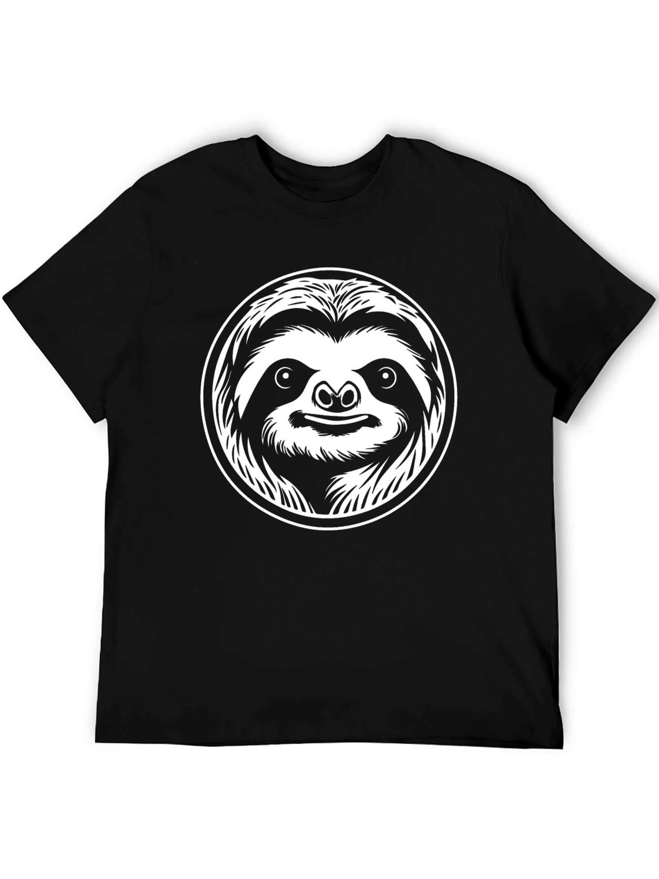 Sloth Graphic Tee - Black Cotton Crew Neck T-Shirt