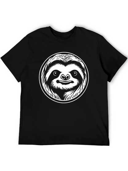 Sloth Graphic Tee - Black Cotton Crew Neck T-Shirt