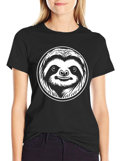 Sloth Graphic Tee - Black Cotton Crew Neck T-Shirt
