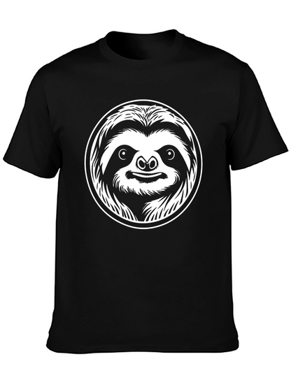 Sloth Graphic Tee - Black Cotton Crew Neck T-Shirt