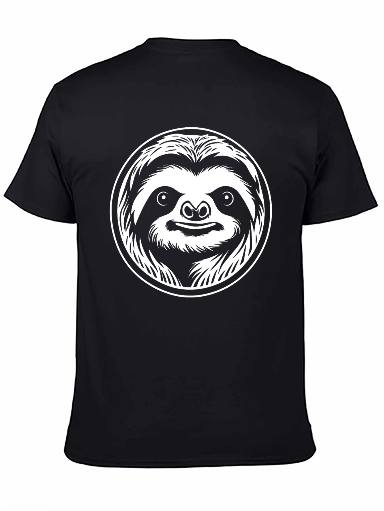 Sloth Graphic Tee - Black Cotton Crew Neck T-Shirt