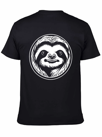 Sloth Graphic Tee - Black Cotton Crew Neck T-Shirt