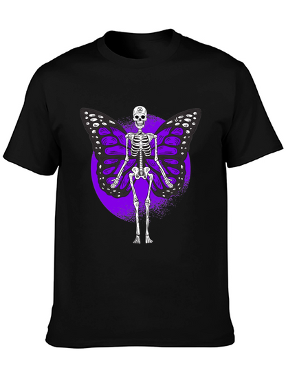 Skeleton Butterfly Graphic Tee - Gothic Style Shirt