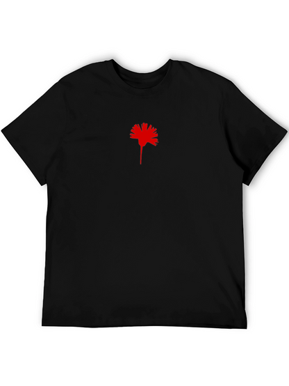 Black T-Shirt with Red Carnation Print