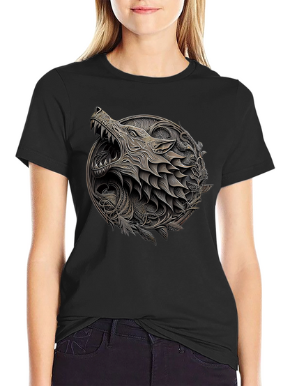 Wolf Art Black Tee - Unique Graphic Design