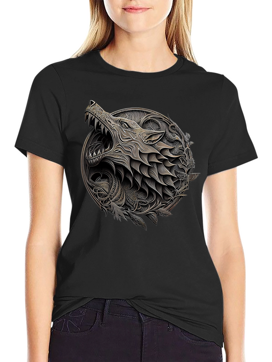 Wolf Art Black Tee - Unique Graphic Design