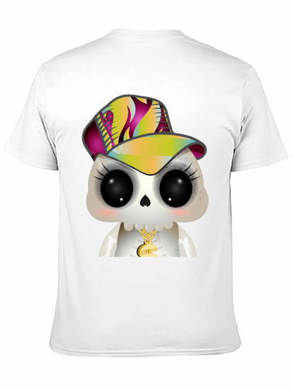 Cartoon Skull with Hat Graphic T-Shirt