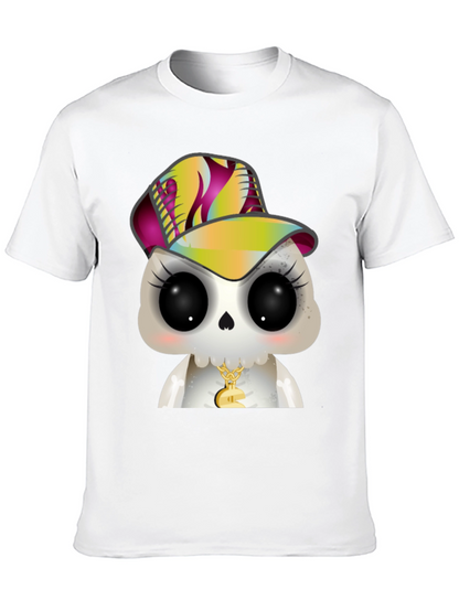 Cartoon Skull with Hat Graphic T-Shirt