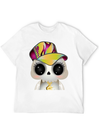 Cartoon Skull with Hat Graphic T-Shirt
