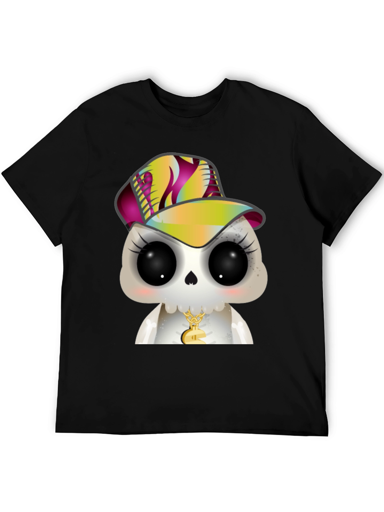 Cartoon Skull with Hat Graphic T-Shirt
