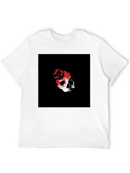 Skull & Rose Graphic Tee - Black Cotton Blend