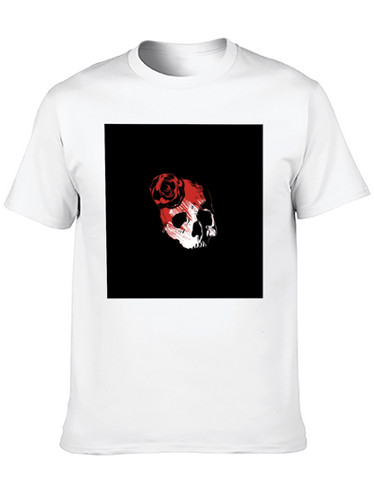 Skull & Rose Graphic Tee - Black Cotton Blend