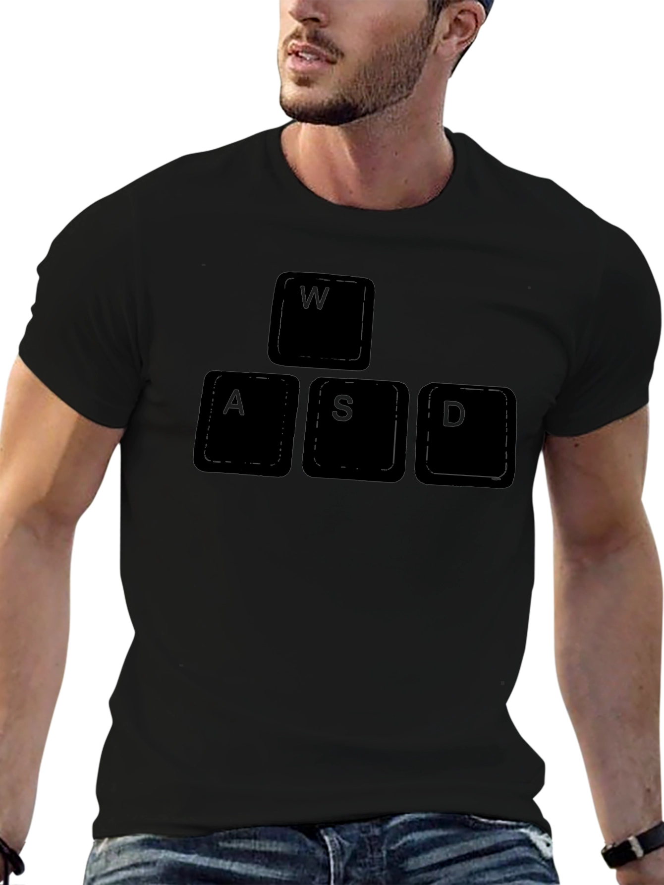 Gamer Keyboard WASD T-Shirt - Black Cotton Tee