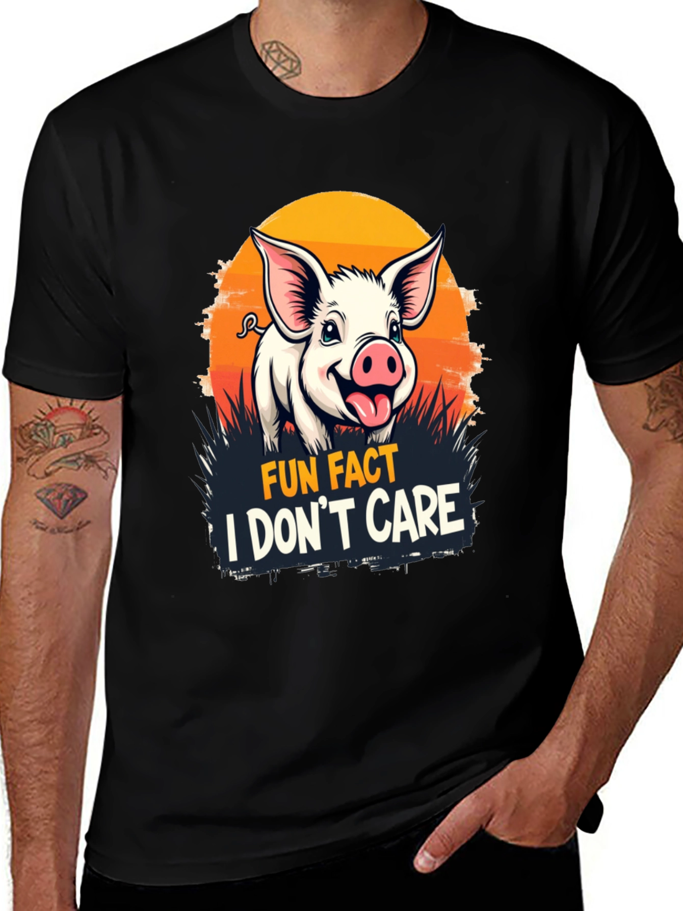 Fun Fact Pig T-Shirt: I Dont Care Novelty Tee