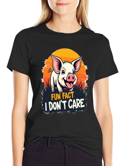 Fun Fact Pig T-Shirt: I Dont Care Novelty Tee