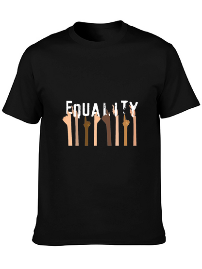 Equality Black Graphic Tee Diverse Hands Up T-Shirt