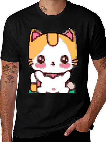 Pixel Cat T-Shirt - Cute Anime Kitten Design